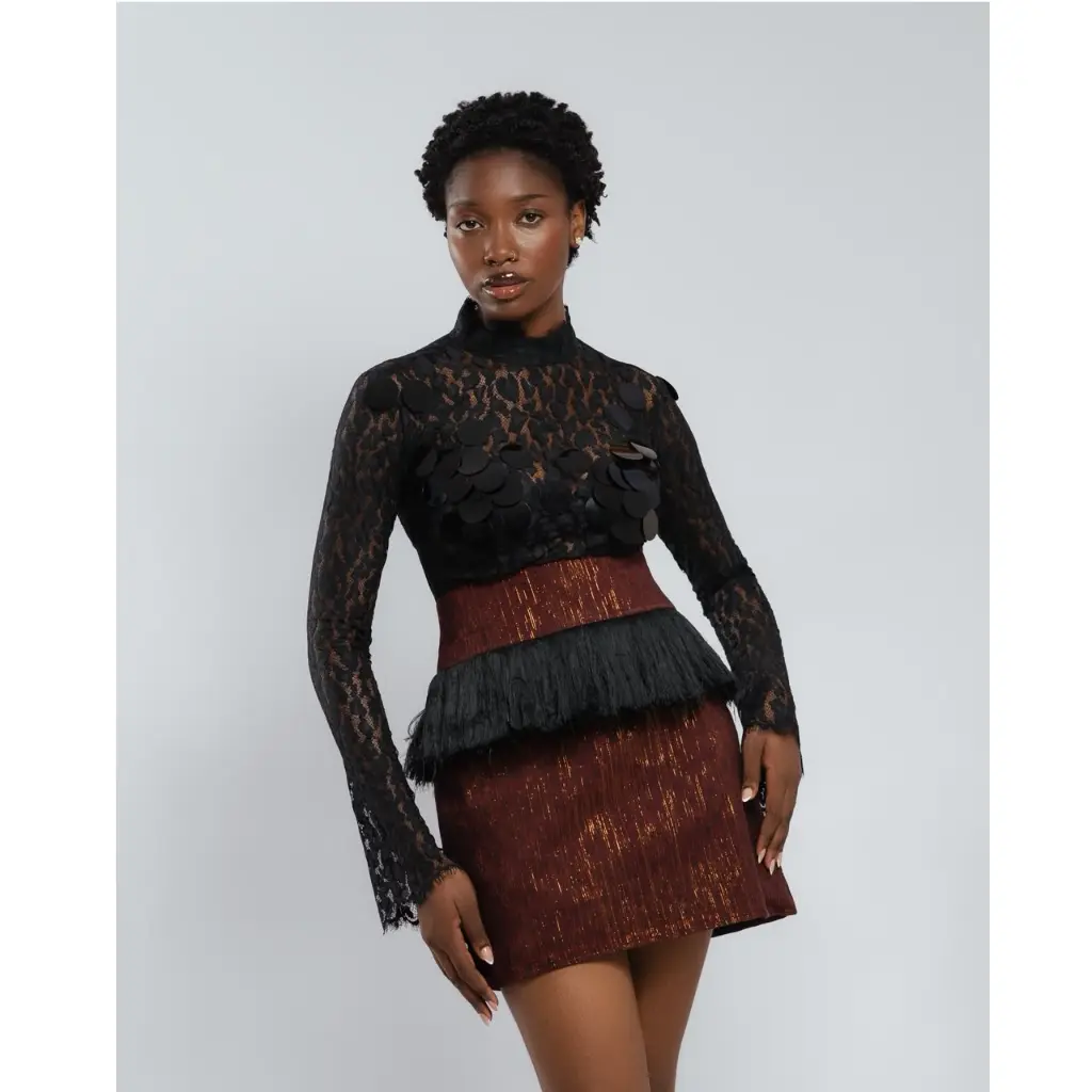 Ensemble jupe et haut dentelle a sequin Fary.webp